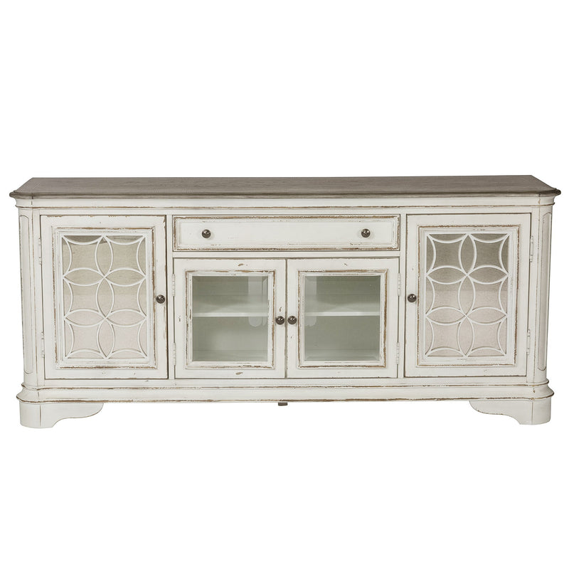 Magnolia Manor - Entertainment TV Stand (Glass Doors) - Antique White