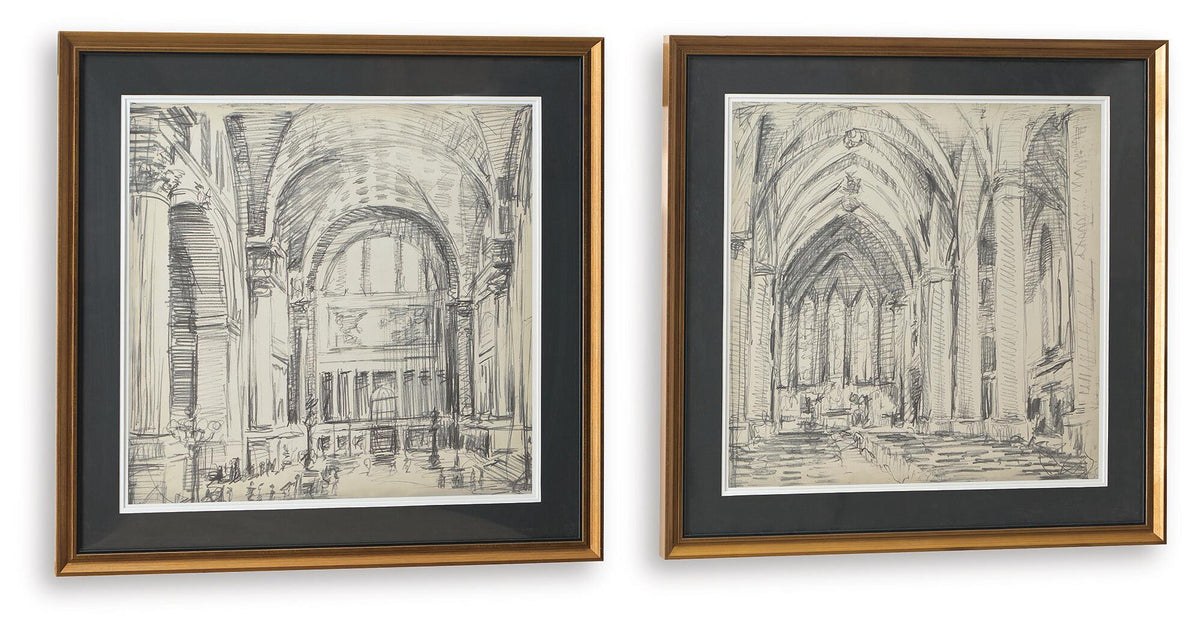 Downyard - Wall Art Set (Set of 2) - Black / Beige