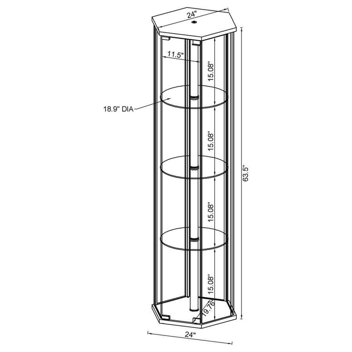 Zahavah - 4-Shelf Hexagonal Clear Glass Curio Cabinet