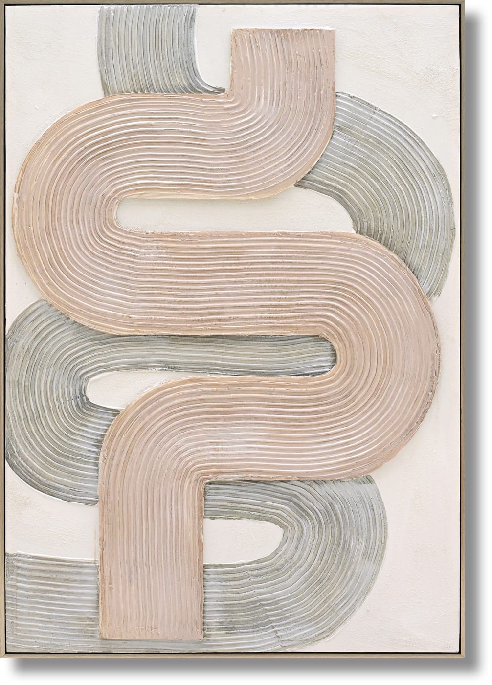 Blush Maze Layers - 28" x 40" Framed Wall Art - Beige