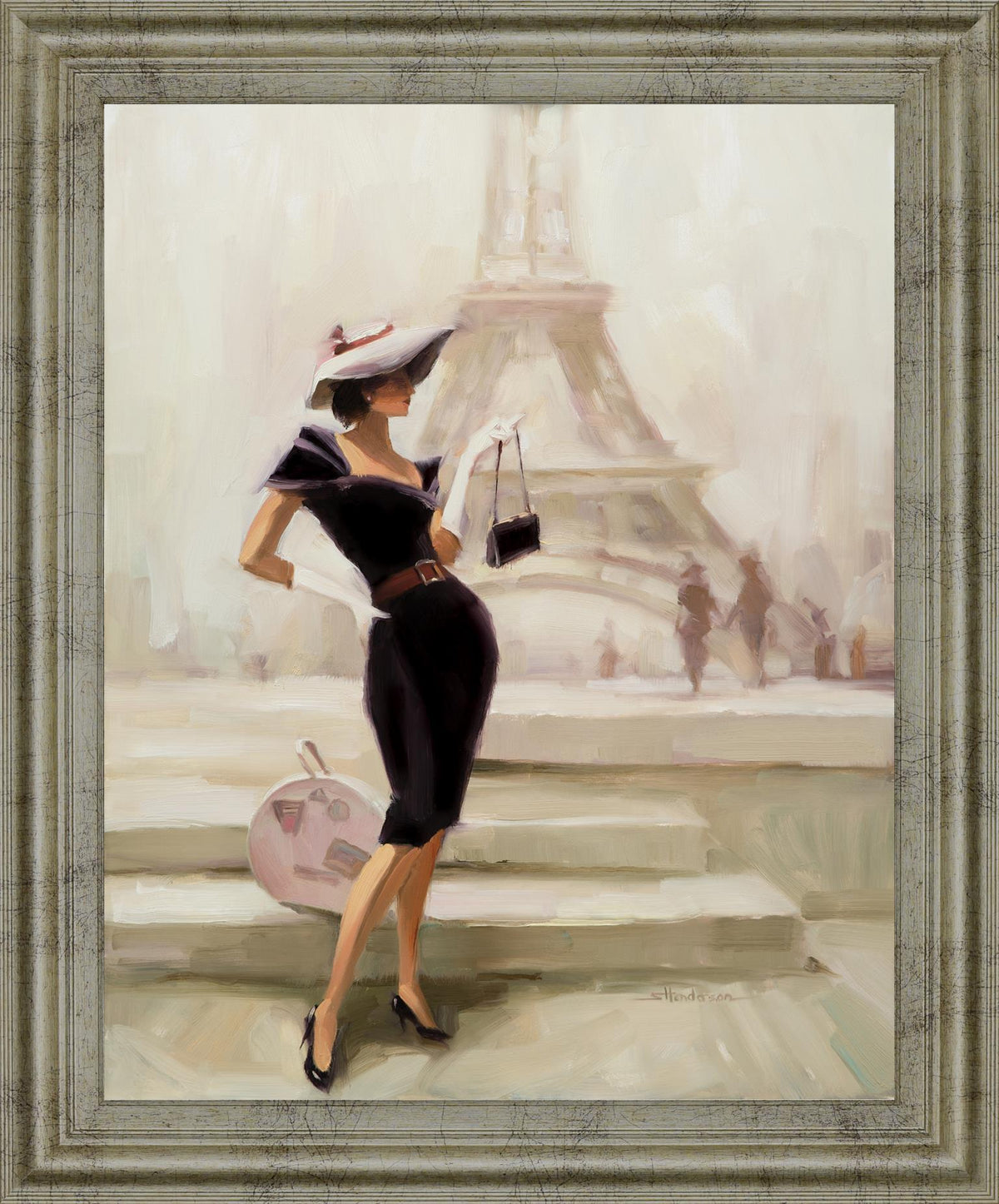 Chic Stroll - 28" x 34" Framed Wall Art - Beige