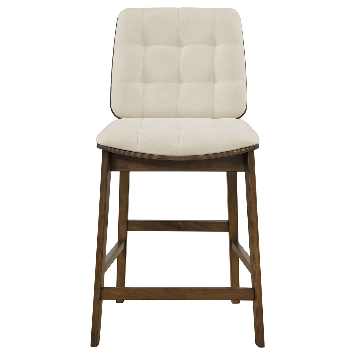 Redbridge Velvet Upholstered Counter Chair Cream and Walnut (Set of 2)