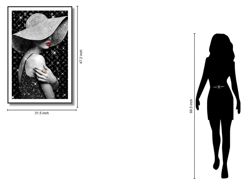 Silver Allure Portrait - 47" x 32" Framed Wall Art - Black