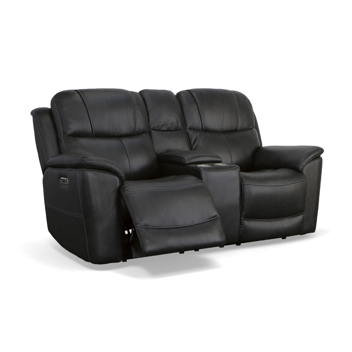 Flexsteel Crew Power Reclining Loveseat with Console, Power Headrests & Lumbar