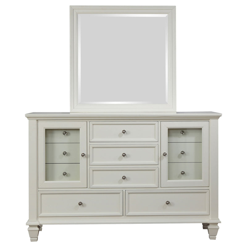 Sandy Beach 11-drawer Dresser with Mirror Cream White