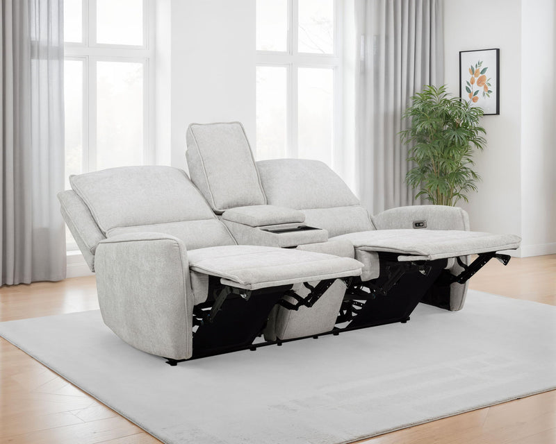 Sylmar Chenille Upholstered Power Reclining Loveseat Dove Grey