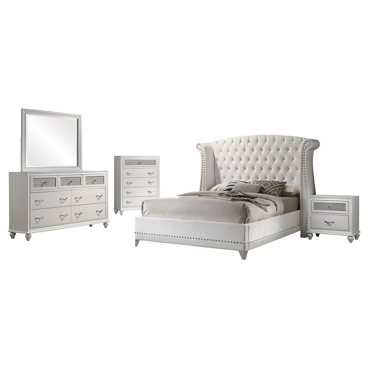 Barzini 5-piece California King Bedroom Set White