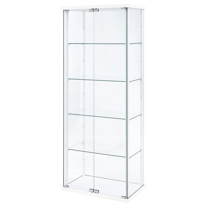 Delphinium 4-Shelf Clear Glass Curio Display Cabinet White