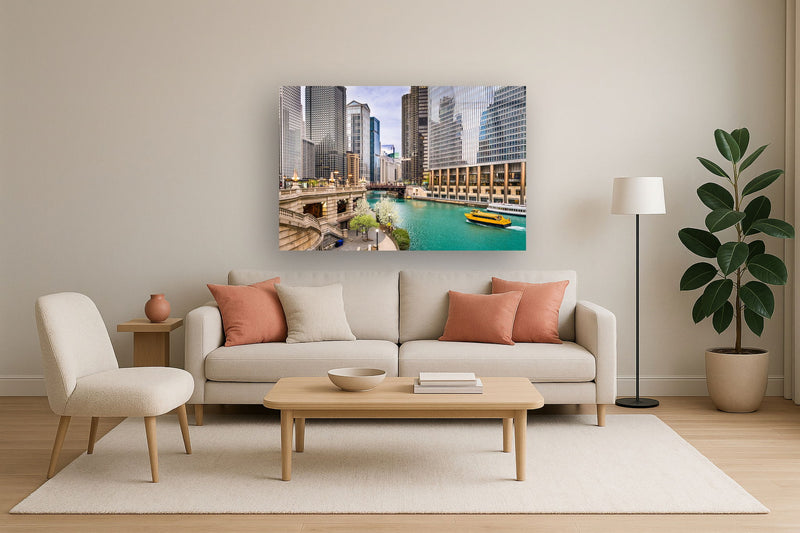 Tempered Glass With Foil - Chicago River - Pearl Silver