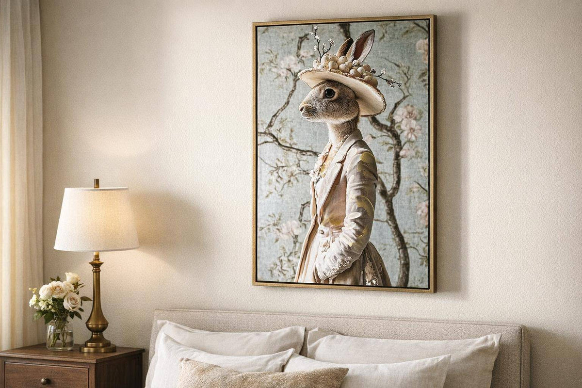 Garden Hare II Hand-Embellished Canvas In Frame - Gold / Brown
