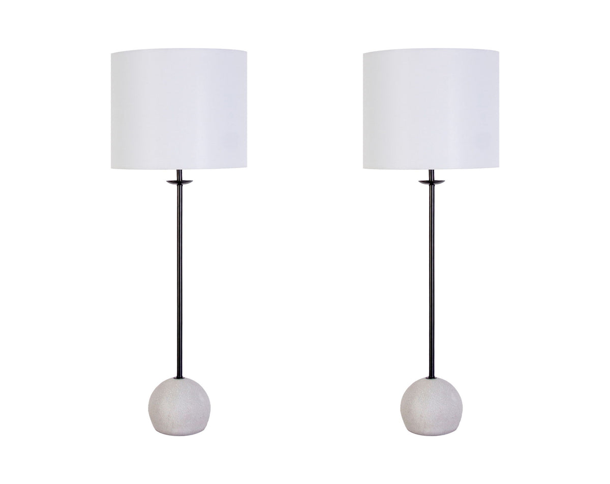 "Urban Sphere" Concrete Buffet Lamp (Set of 2) - Concrete/Matte Black