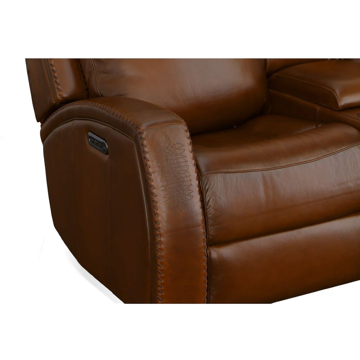 Flexsteel Mustang Power Loveseat with Console with Power Headrest