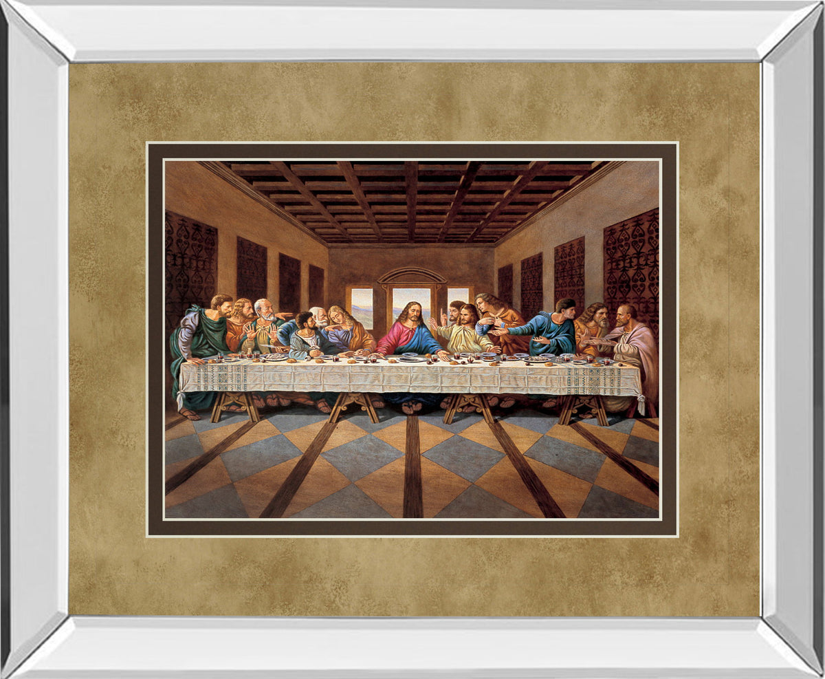 Last Supper - Mirror Framed Print Wall Art - Light Brown
