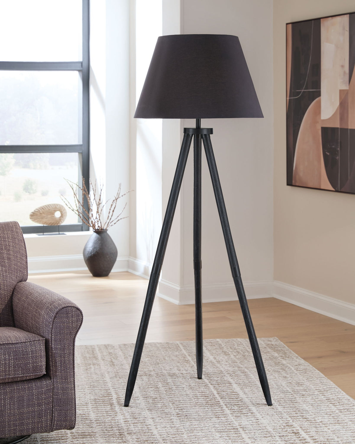Orhan - Wood Floor Lamp - Black