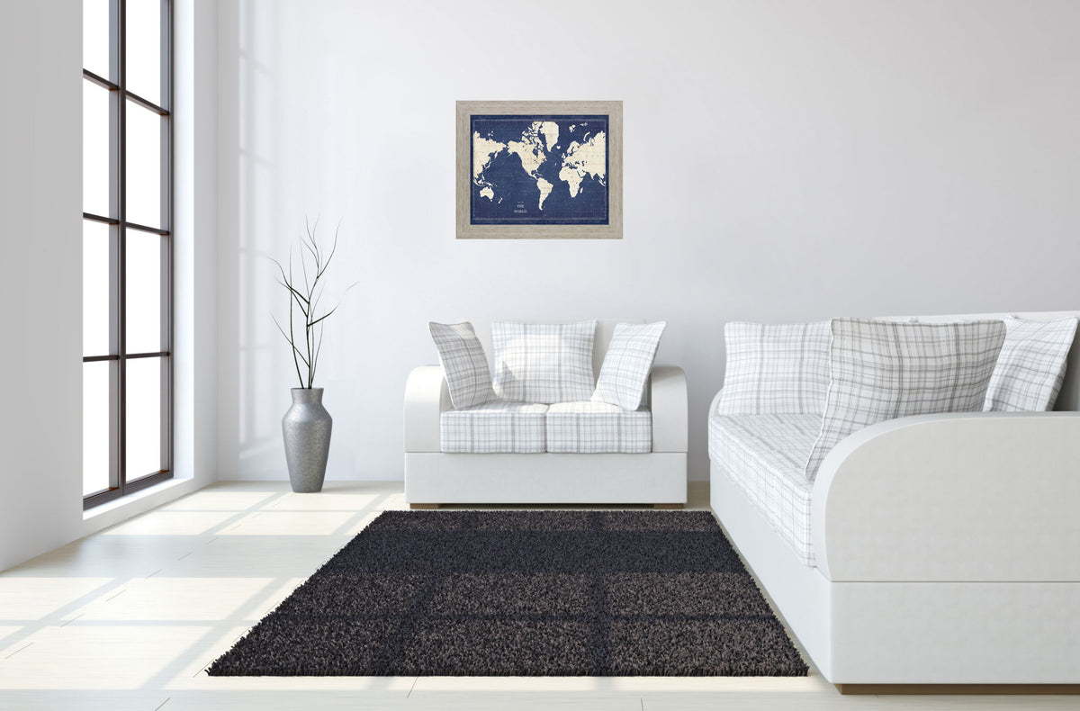 Voyager's Atlas - 28" x 34" Framed Wall Art - Blue