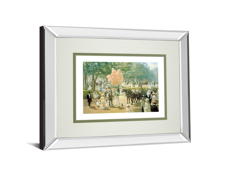 Balloon Seller By Alan Maley - Mirror Framed Print Wall Art - Green