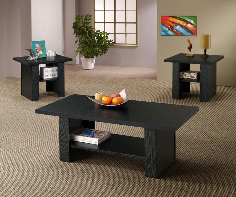 Rodez 3-piece Engineered Wood Coffee Table Set Black Oak Default Title
