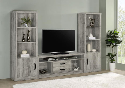 Burke 3-piece 59-inch TV Entertainment Center Grey Driftwood Default Title