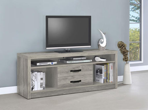 Burke 2-drawer Engineered Wood 59-inch TV Stand Grey Driftwood Default Title
