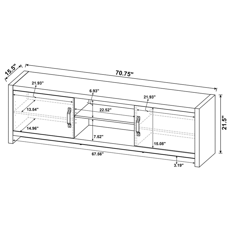 Burke 2-door Engineered Wood 71-inch TV Stand Grey Driftwood