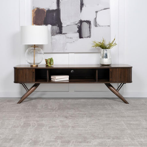 Valna Wood 71-inch TV Stand with Sliding Doors Walnut Default Title