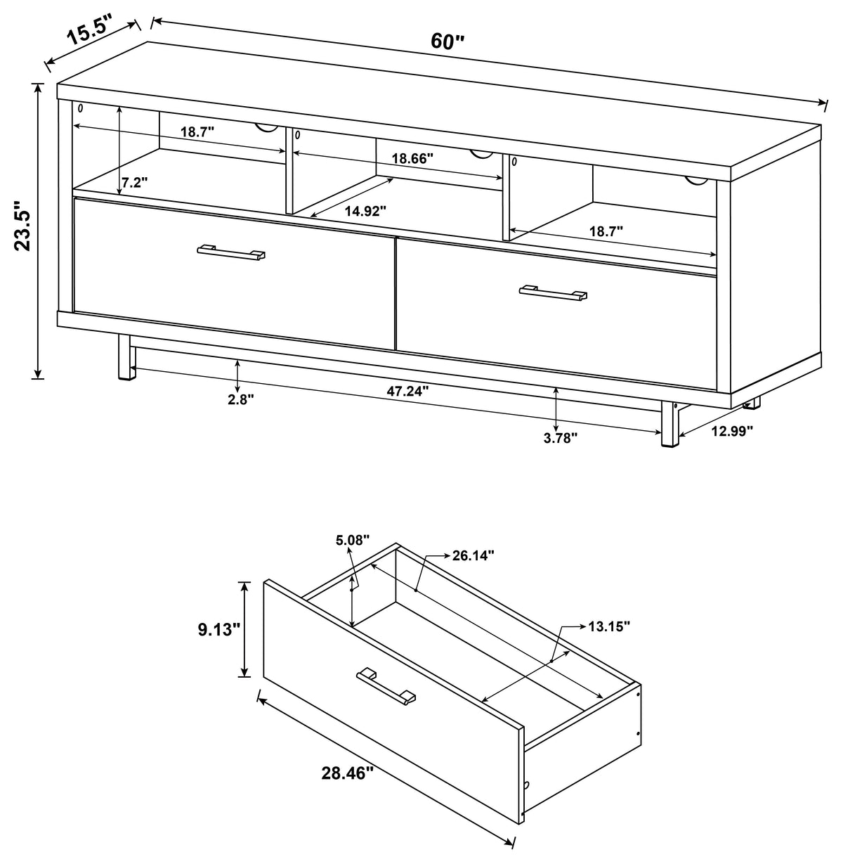 Casey 2-drawer Engineered Wood 60-inch TV Stand
