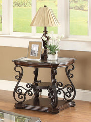 Laney 1-shelf Glass Top Rectangular End Table Deep Merlot Default Title