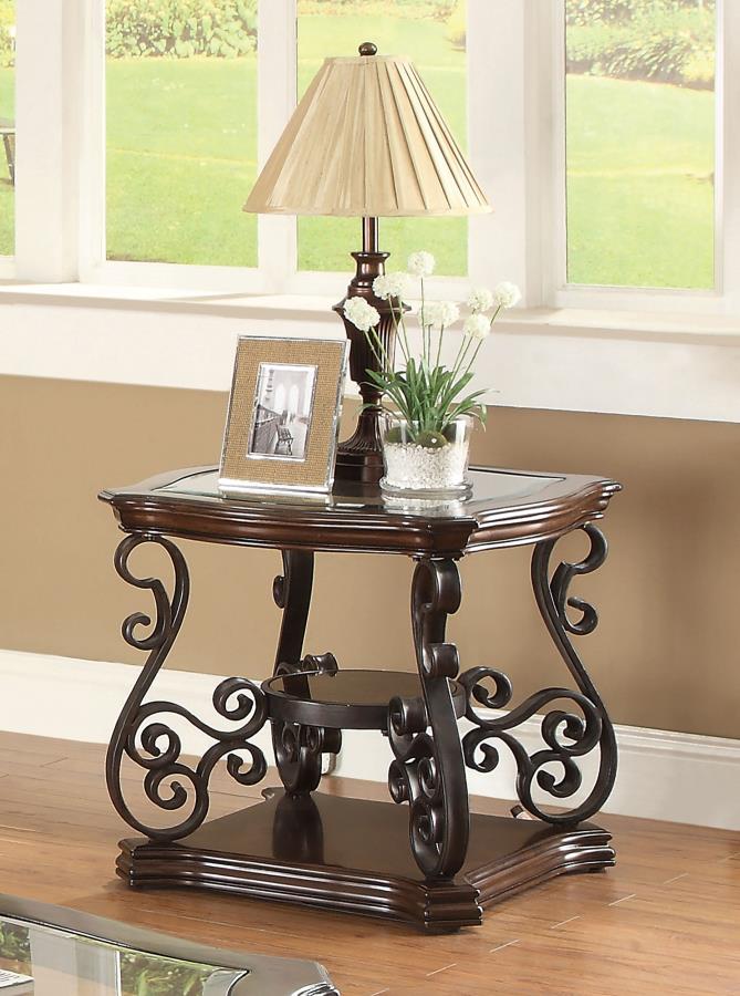 Laney 1-shelf Glass Top Rectangular End Table Deep Merlot Default Title