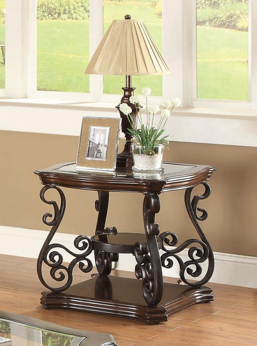 Laney 1-shelf Glass Top Rectangular End Table Deep Merlot Default Title