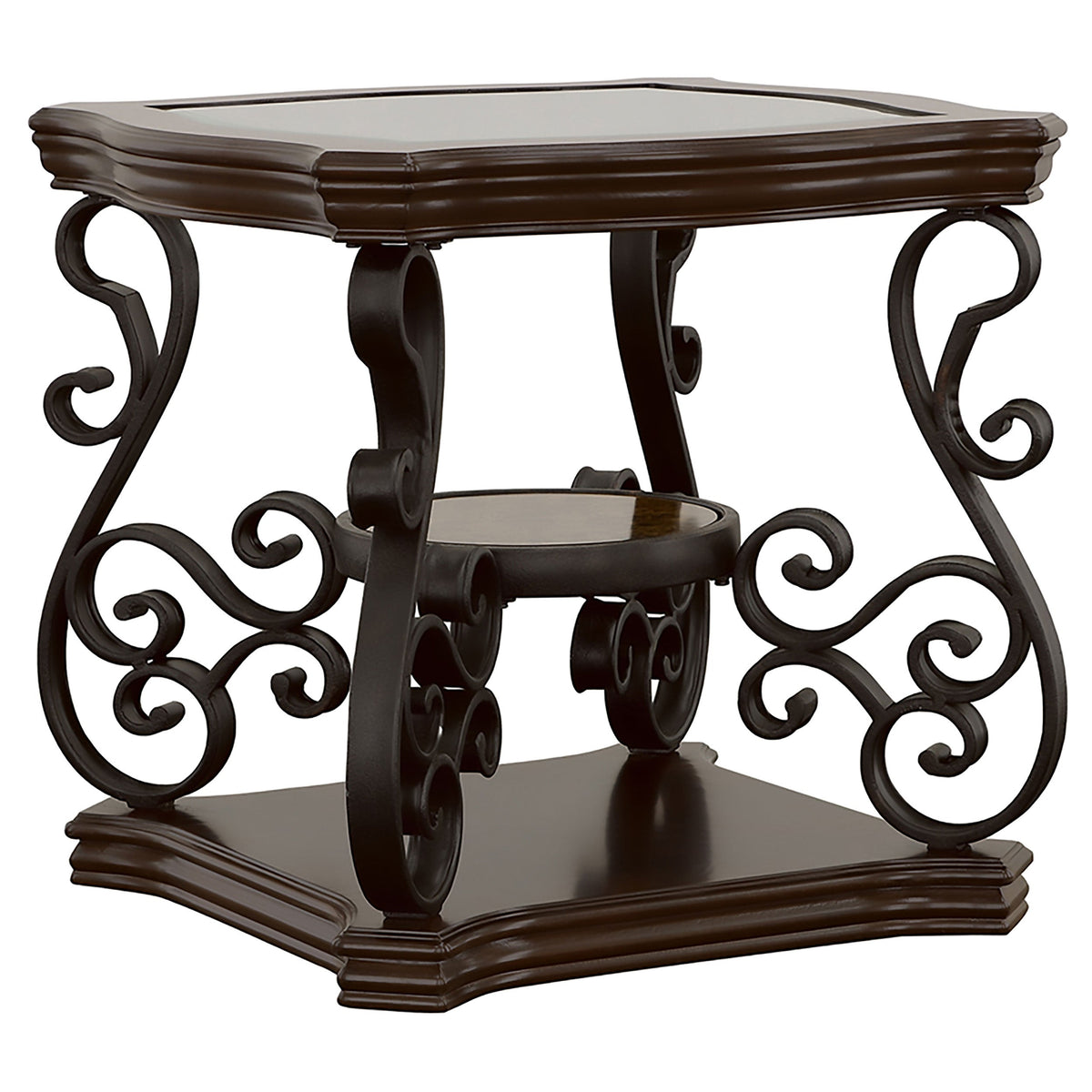 Laney 1-shelf Glass Top Rectangular End Table Deep Merlot
