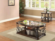 Laney Glass Top Coffee and End Table Set Dark Merlot 2-piece