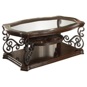 Laney Glass Top Coffee and End Table Set Dark Merlot