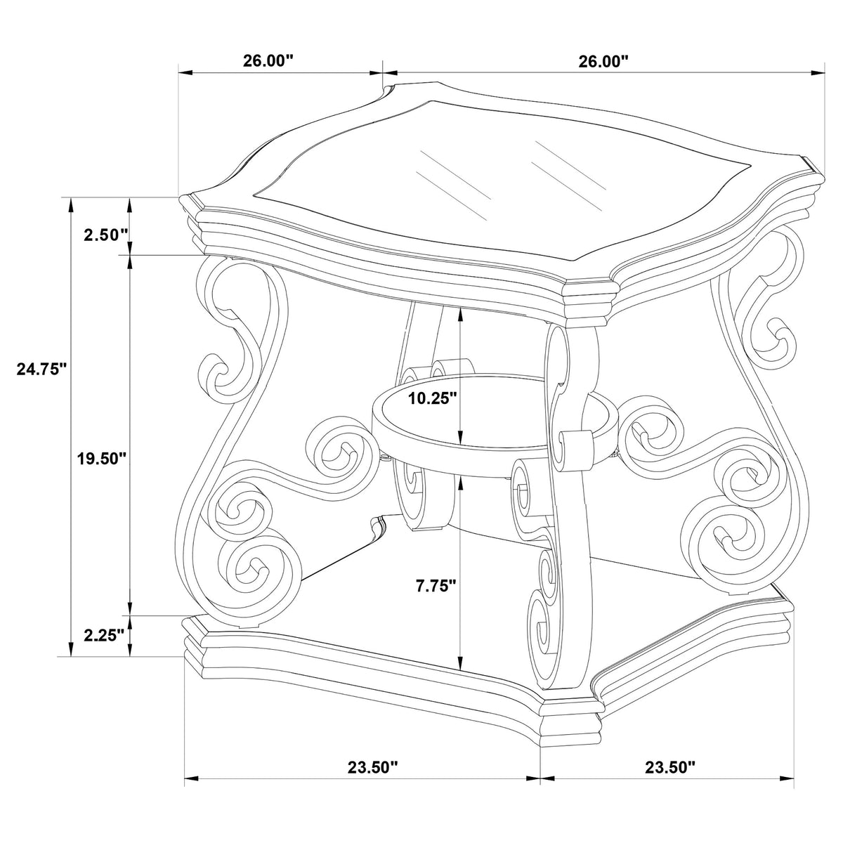Laney Glass Top Coffee and End Table Set Dark Merlot