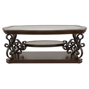 Laney Glass Top Coffee and End Table Set Dark Merlot
