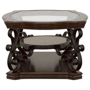 Laney 1-shelf Glass Top Rectangular Coffee Table Deep Merlot