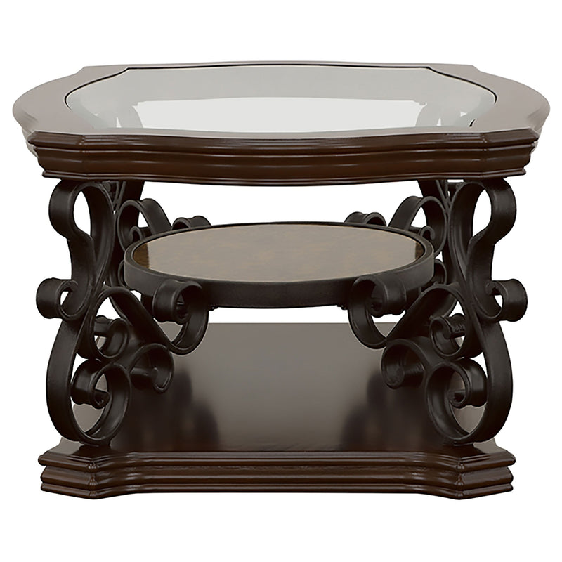 Laney 1-shelf Glass Top Rectangular Coffee Table Deep Merlot