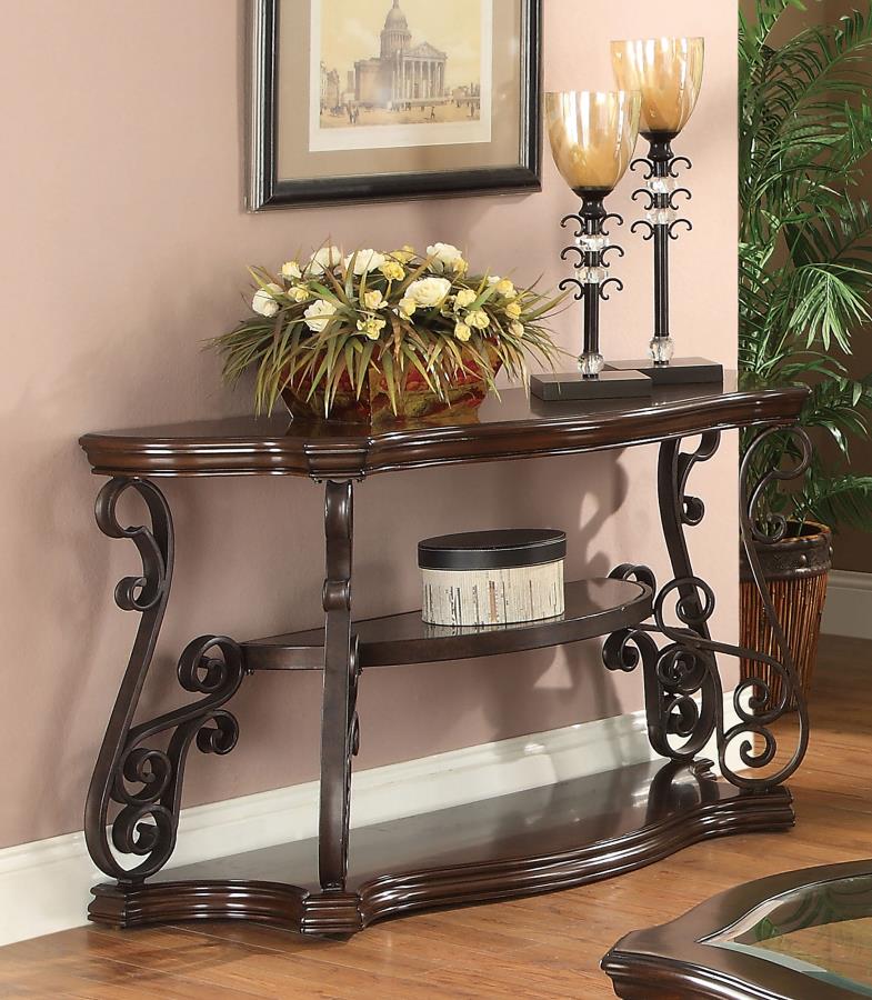 Laney Scrollwork Entryway Sofa Console Table Deep Merlot Default Title