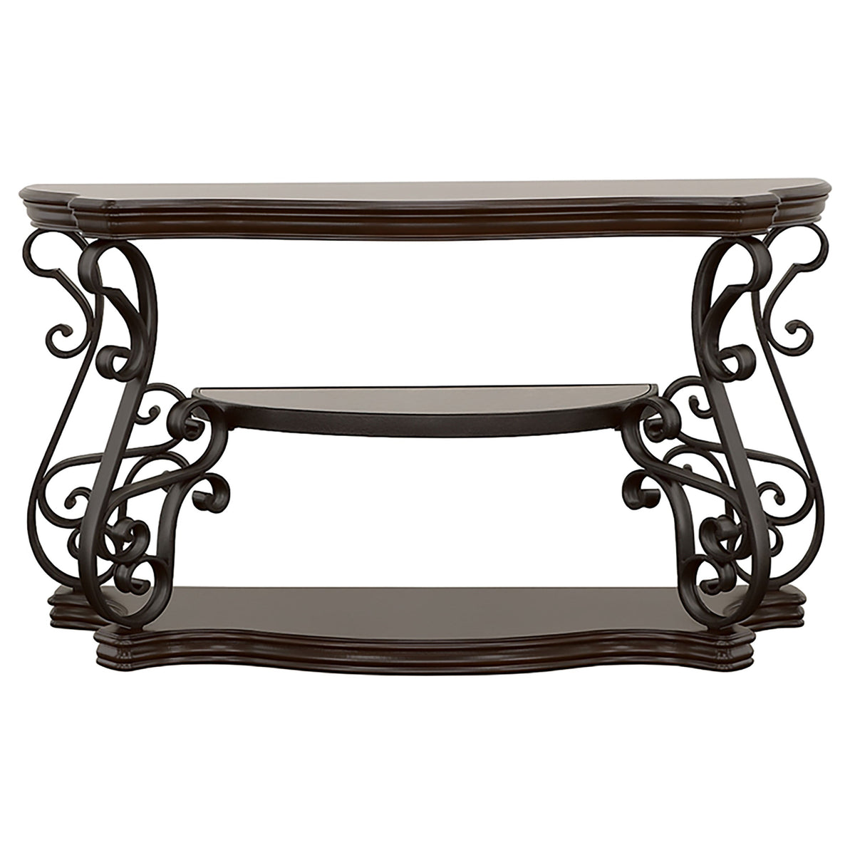 Laney Scrollwork Entryway Sofa Console Table Deep Merlot