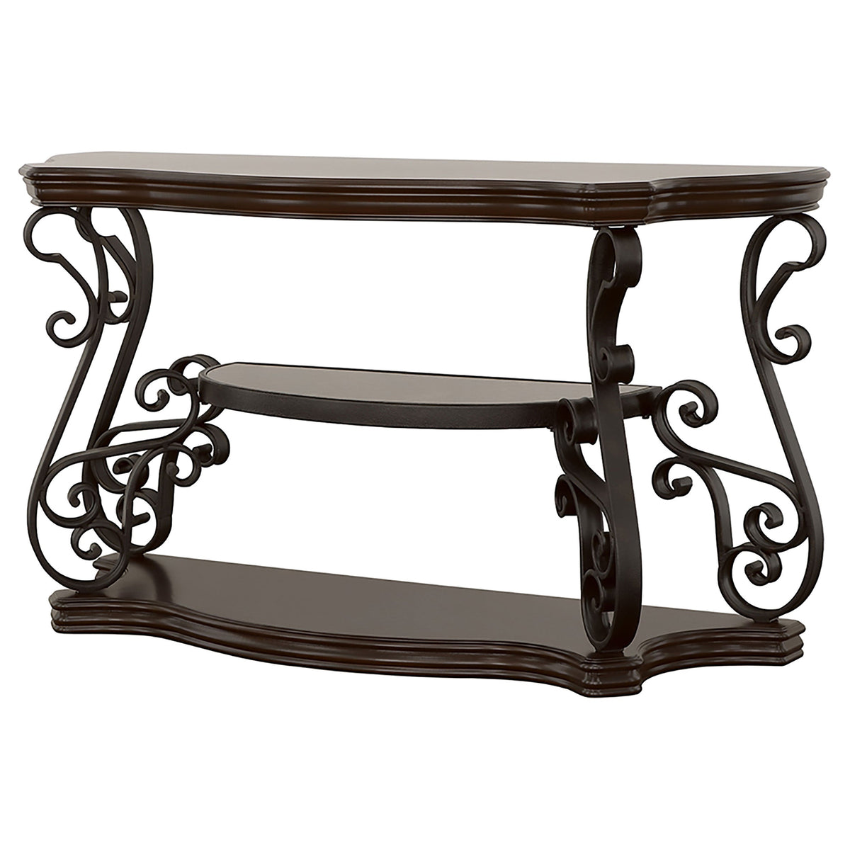 Laney Scrollwork Entryway Sofa Console Table Deep Merlot