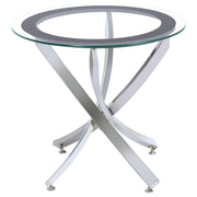 Brooke Round Glass Top Side End Table Metal Base