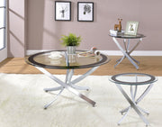 Brooke Round Coffee and End Table Set Brass