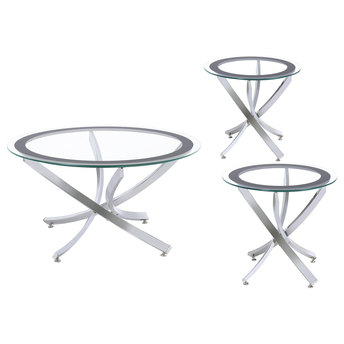 Brooke Round Coffee and End Table Set Brass