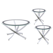 Brooke Round Coffee and End Table Set Brass