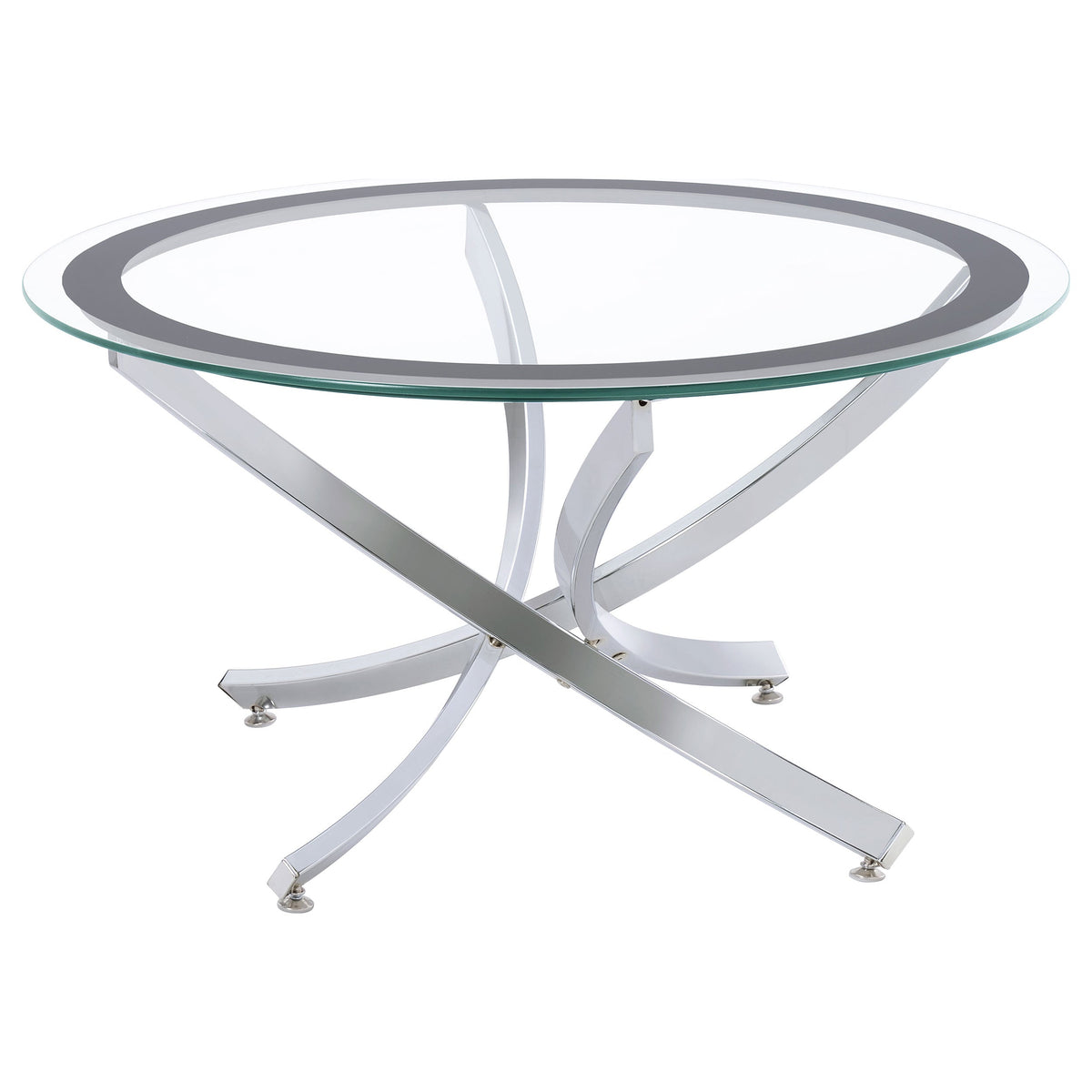 Brooke Round Glass Top Coffee Table Metal Base