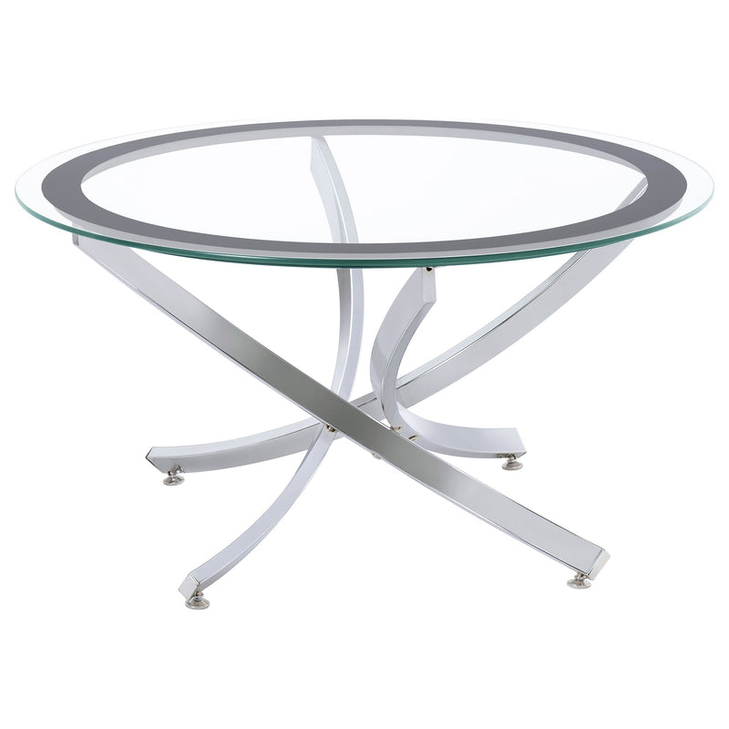 Brooke Round Glass Top Coffee Table Metal Base