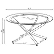 Brooke Round Glass Top Coffee Table Metal Base
