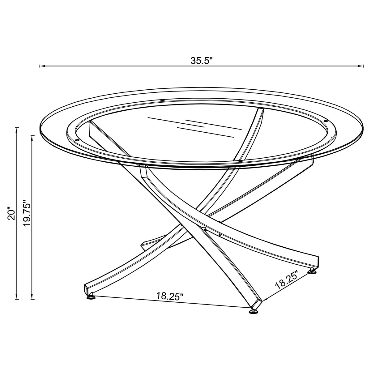 Brooke Round Glass Top Coffee Table Metal Base