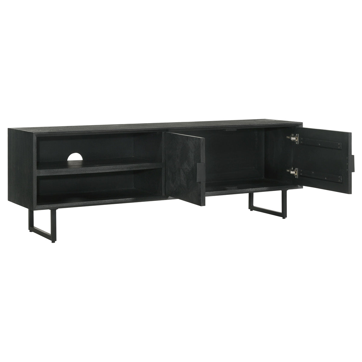 Marsden 2-door Mango Wood 70-inch TV Stand Charcoal Black