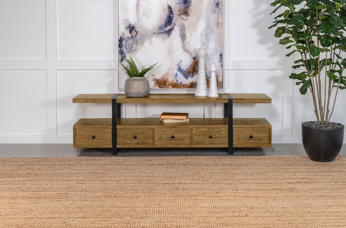 Otto 5-drawer Mango Wood 70-inch TV Stand Media Console Brown