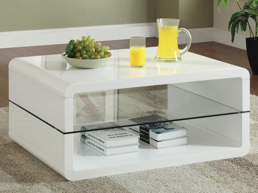 Elana 1-shelf Rectangular Coffee Table White High Gloss Default Title